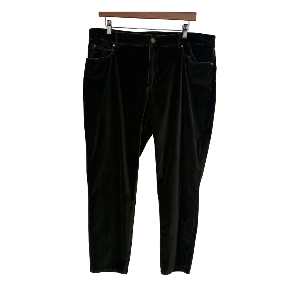 Peruvian Connection Women 16 Forest Green Velvet 5-Pocket Trousers Pants Stretch